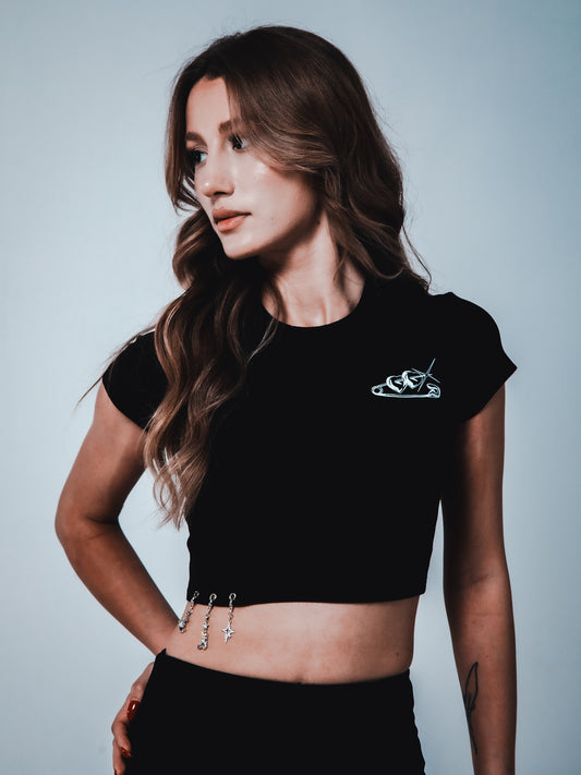 TheGrimz Safety Pin Crop Top